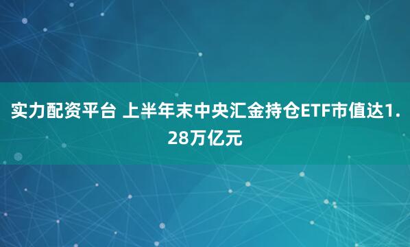 实力配资平台 上半年末中央汇金持仓ETF市值达1.28万亿元