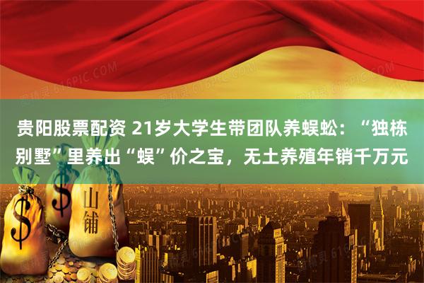 贵阳股票配资 21岁大学生带团队养蜈蚣：“独栋别墅”里养出“蜈”价之宝，无土养殖年销千万元